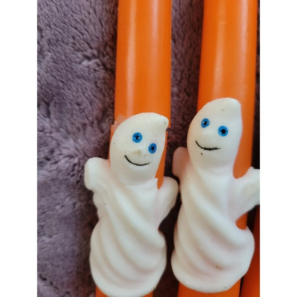 Mixed Lot Of 7 Halloween Taper Candles Cat, Ghost, Pumpkins